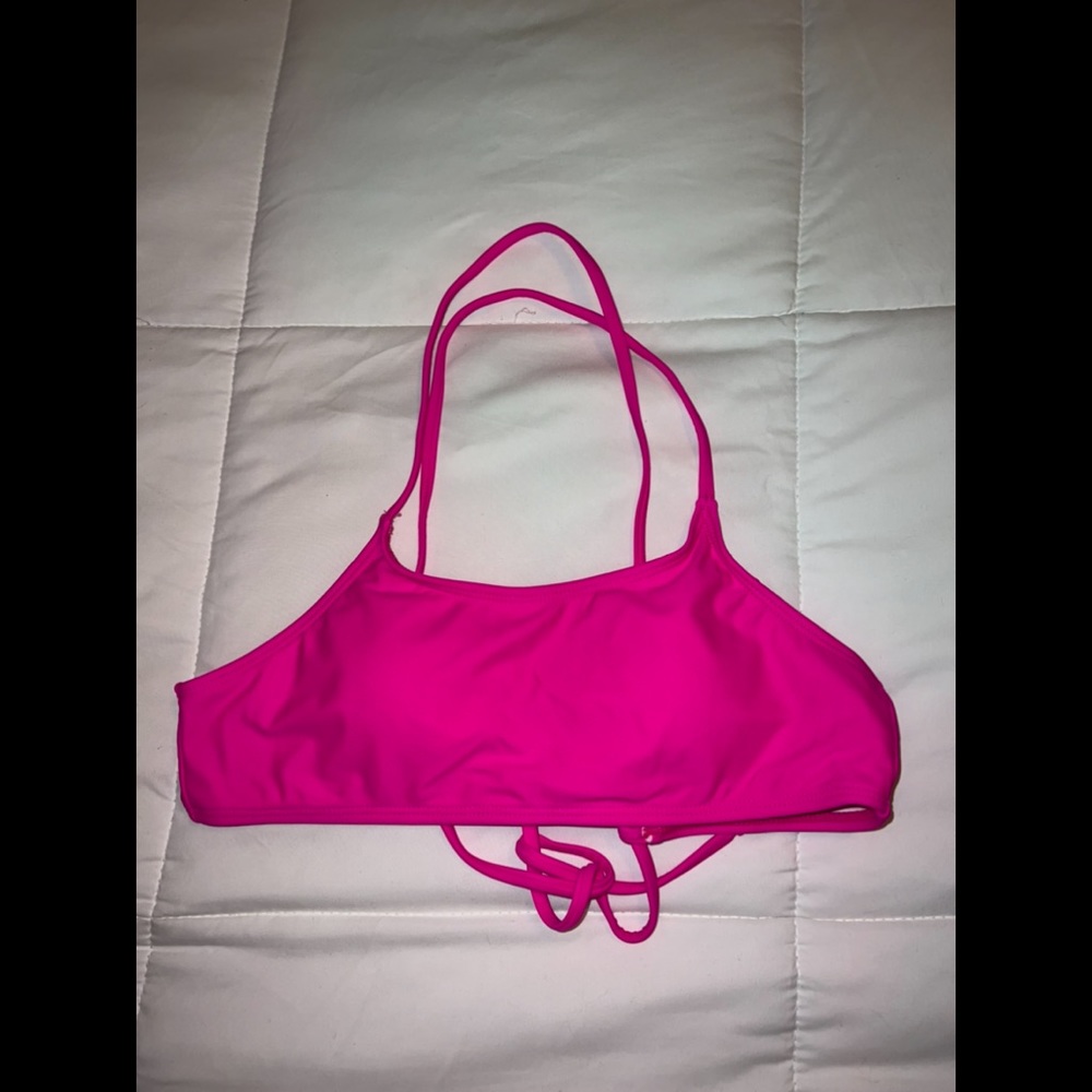 HOT PINK LACE UP BIKINI TOP